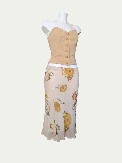 The Cream & Ochre Floral Skirt