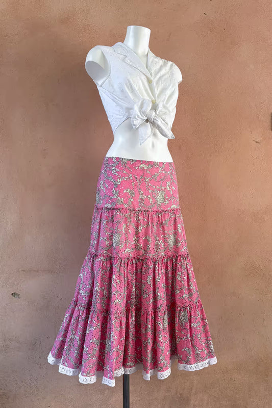 The Bubblegum Pink Tiered Maxi Skirt