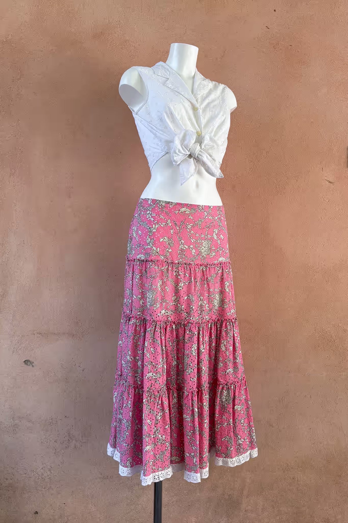 The Bubblegum Pink Tiered Maxi Skirt