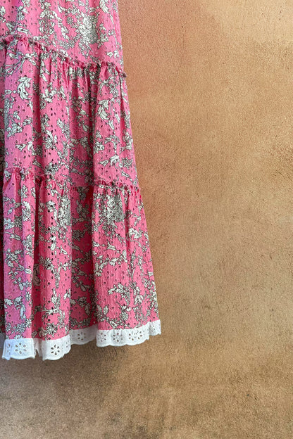 The Bubblegum Pink Tiered Maxi Skirt