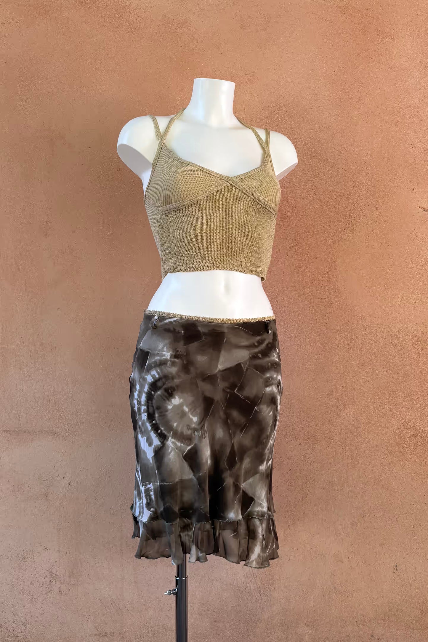The Olive Tie-Dye Mini Skirt