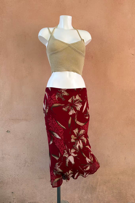 The Deep Red Viscose Skirt