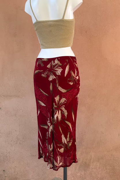 The Deep Red Viscose Skirt