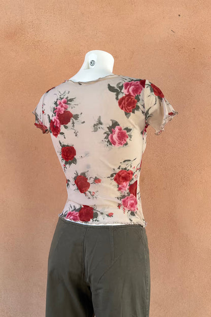 The Stone Floral Mesh Top