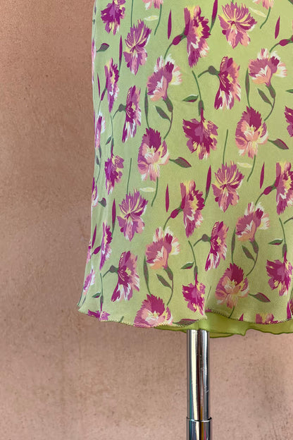 The Green Garden Mini Slip Dress