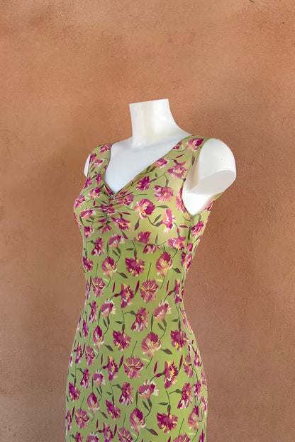 The Green Garden Mini Slip Dress