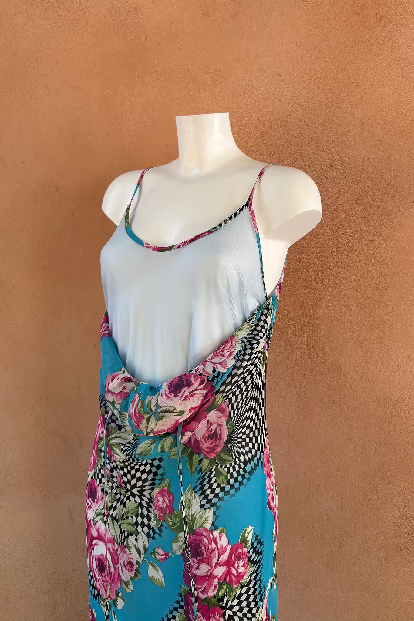 The Turquoise Rose Check Slip Dress