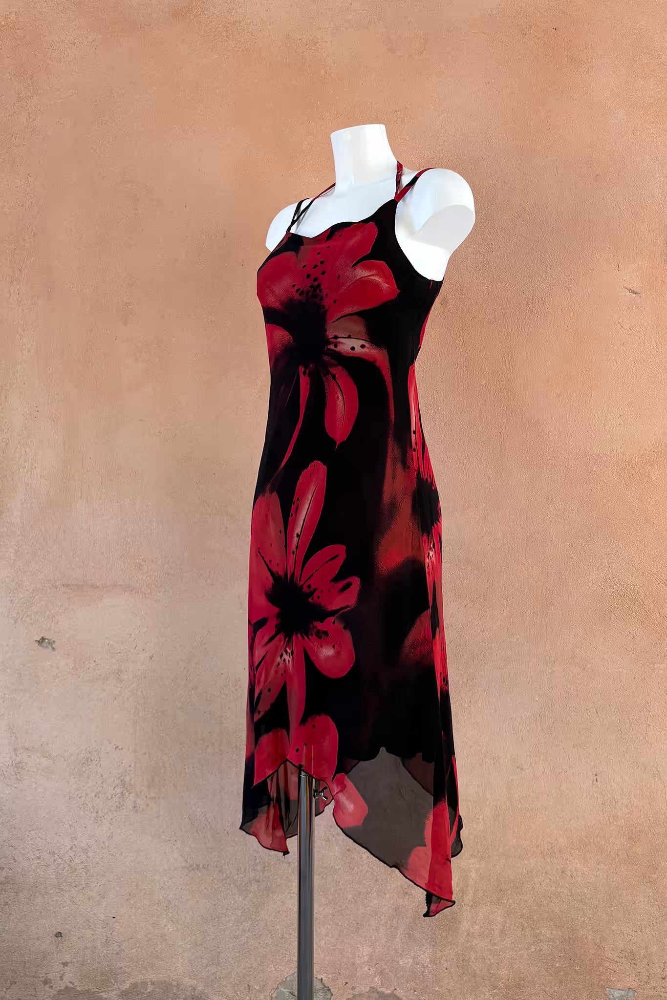 The Black & Red Asymmetrical Slip Dress