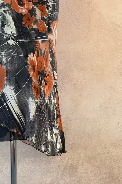 The Charcoal & Citrus Chiffon Skirt