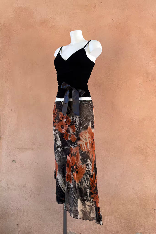 The Charcoal & Citrus Chiffon Skirt