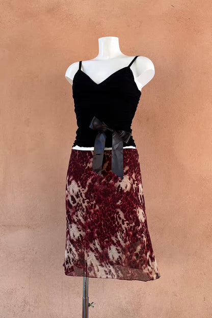 The Burgundy Leopard Mini Skirt