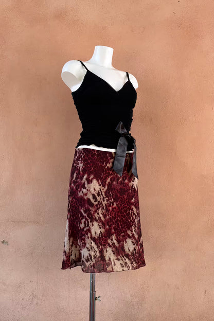 The Burgundy Leopard Mini Skirt