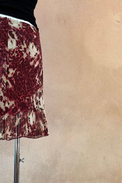 The Burgundy Leopard Mini Skirt