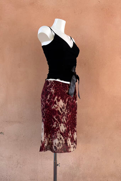 The Burgundy Leopard Mini Skirt