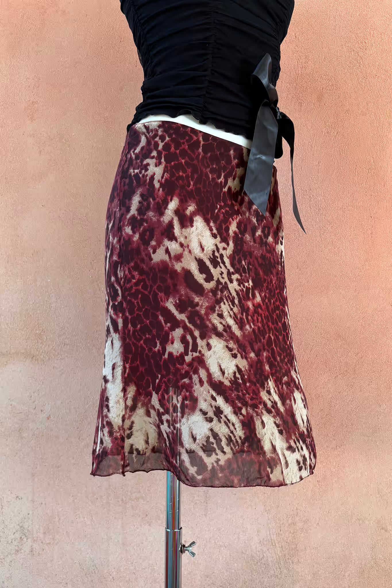 The Burgundy Leopard Mini Skirt