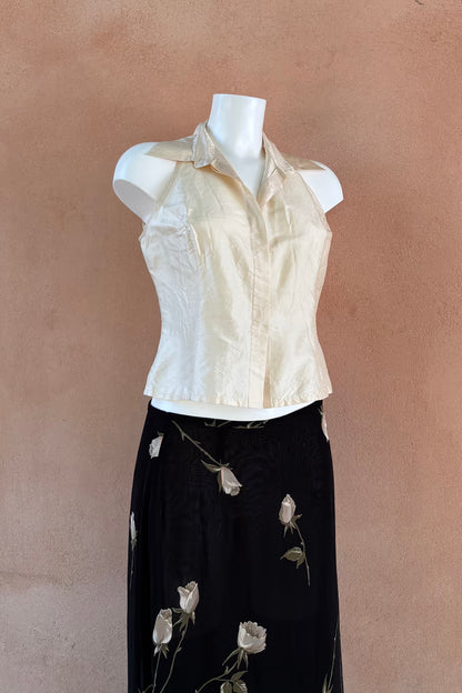 The Blunauta Ivory Thai Silk Vest Top