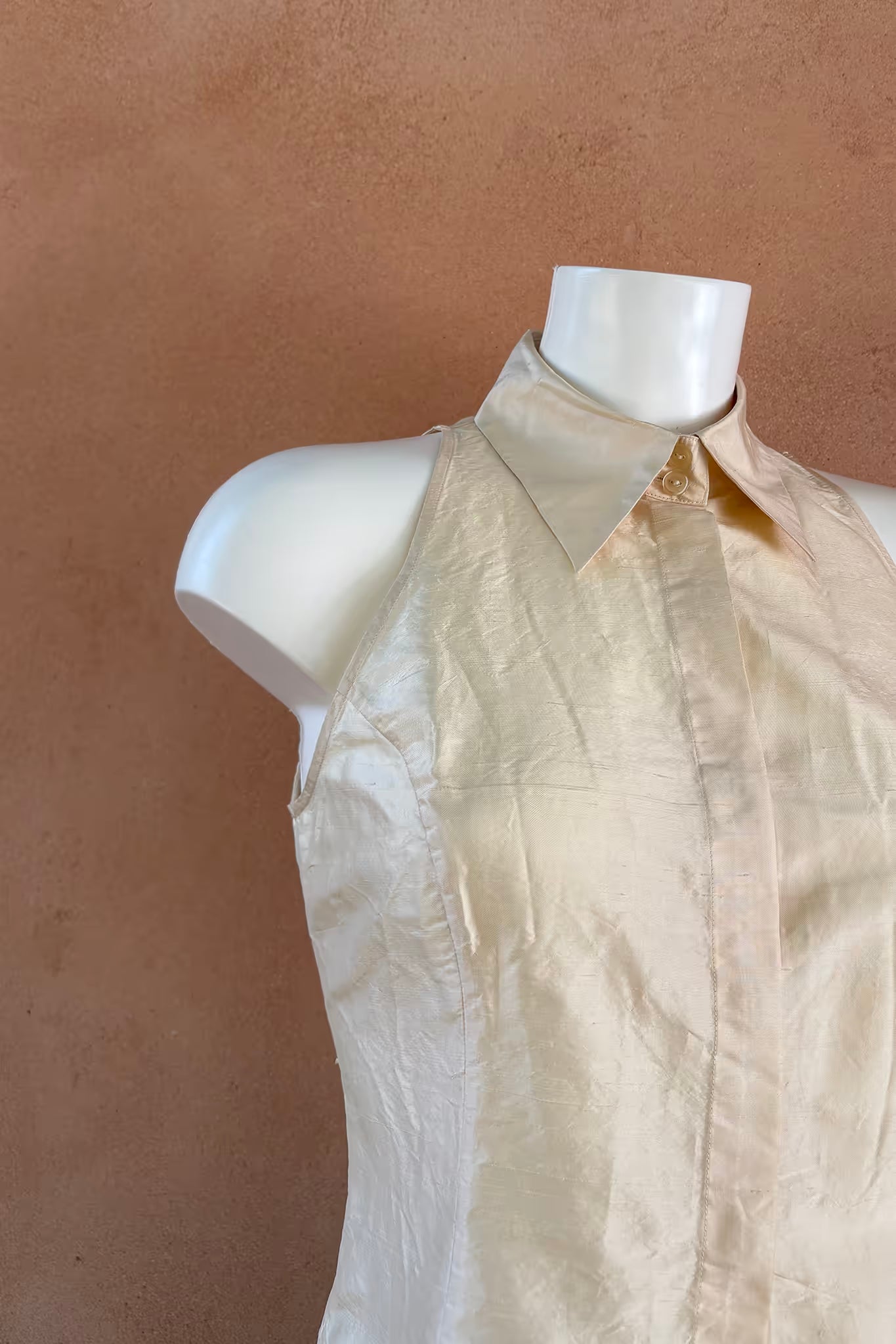 The Blunauta Ivory Thai Silk Vest Top