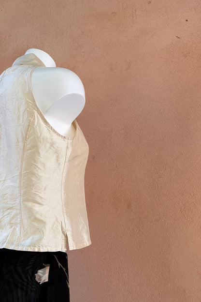 The Blunauta Ivory Thai Silk Vest Top
