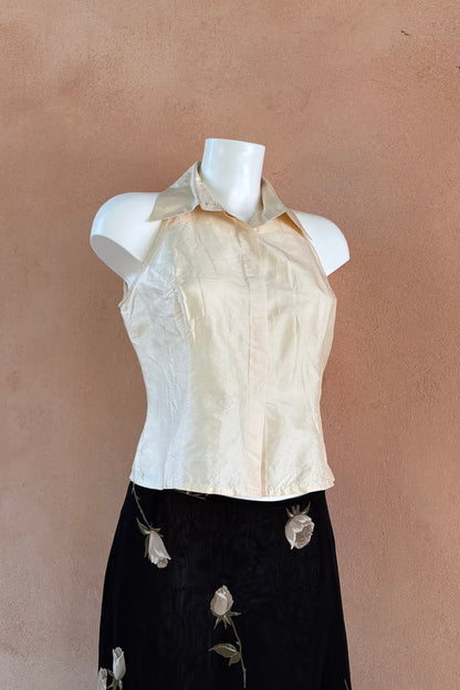 The Blunauta Ivory Thai Silk Vest Top