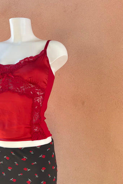 The Red Silk & Lace Cami