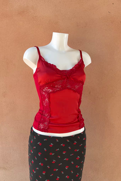 The Red Silk & Lace Cami