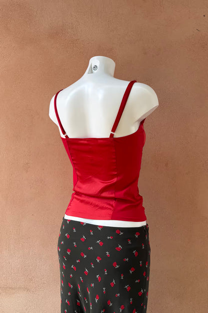 The Red Silk & Lace Cami