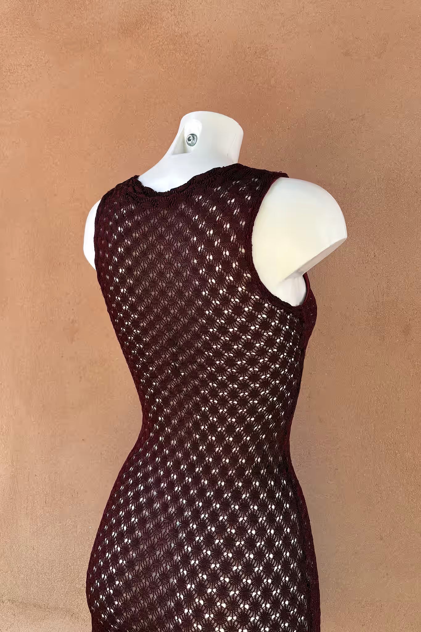 The Deep Burgundy Crochet Mini Dress