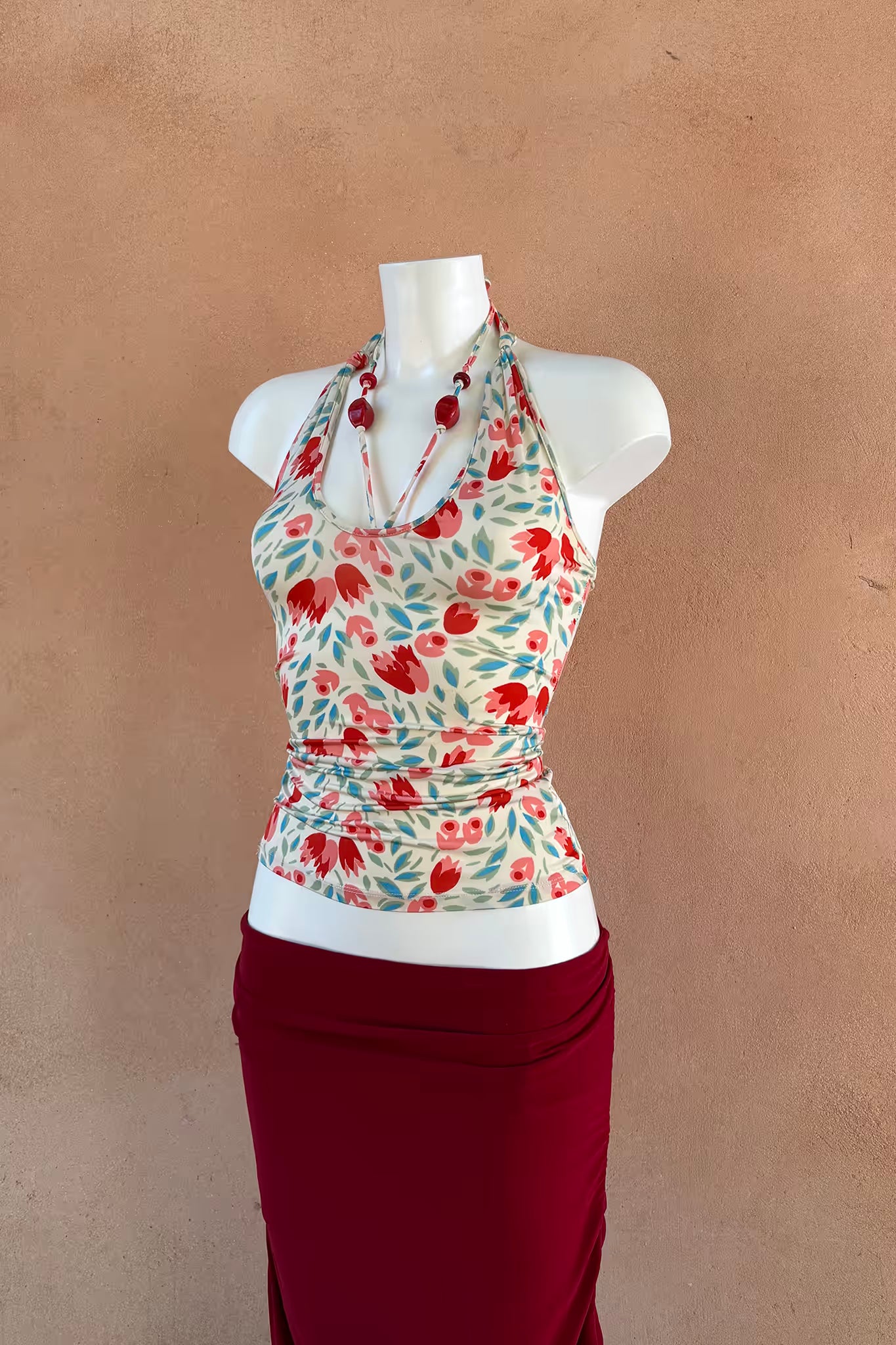 The Elastic Floral Halter Top