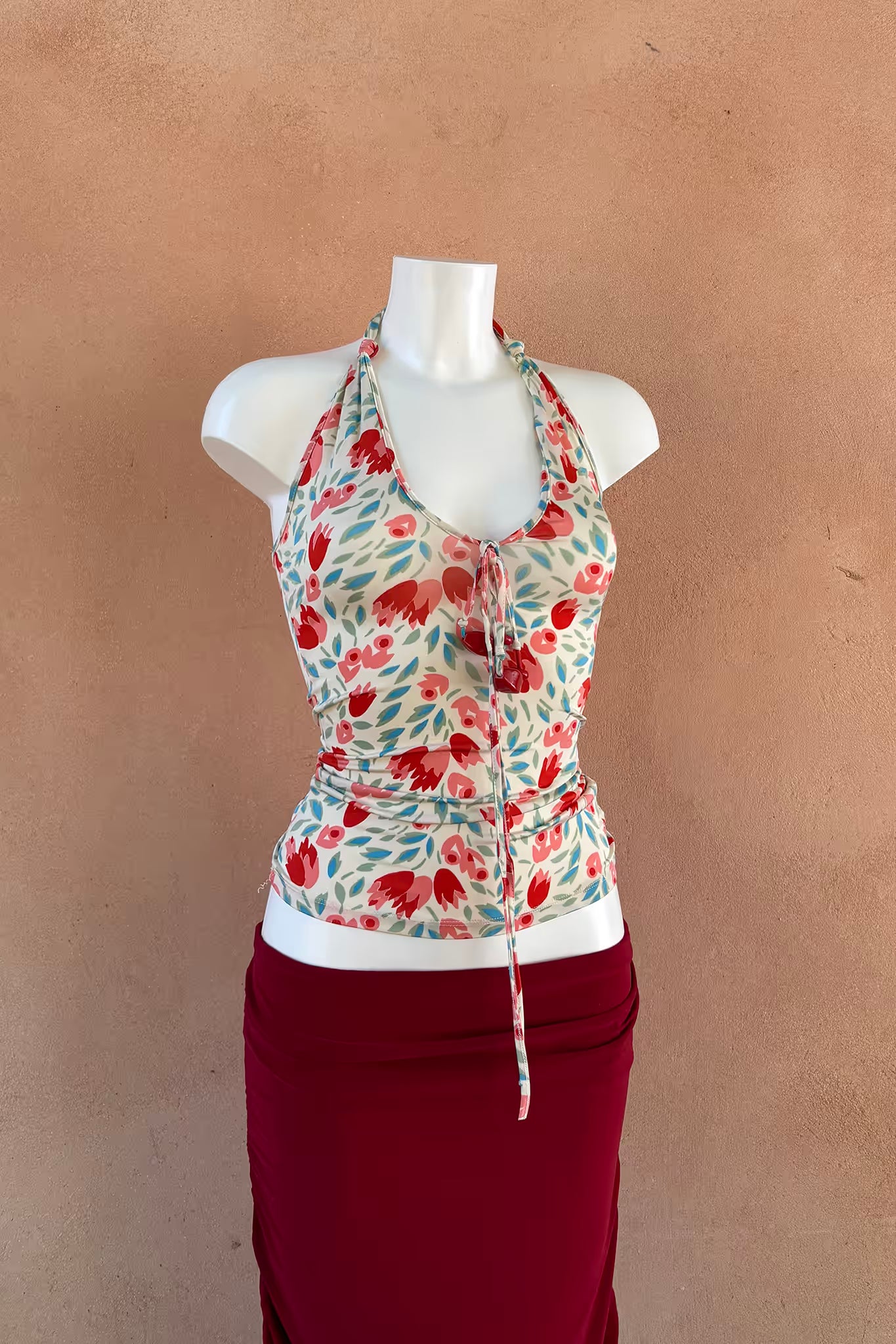 The Elastic Floral Halter Top