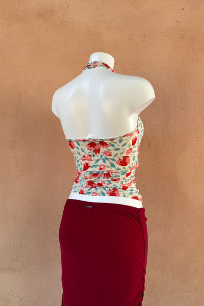 The Elastic Floral Halter Top