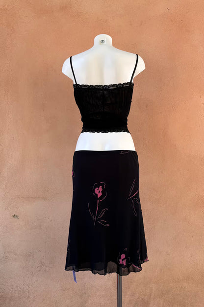 The Black Rose Chiffon Midi Skirt