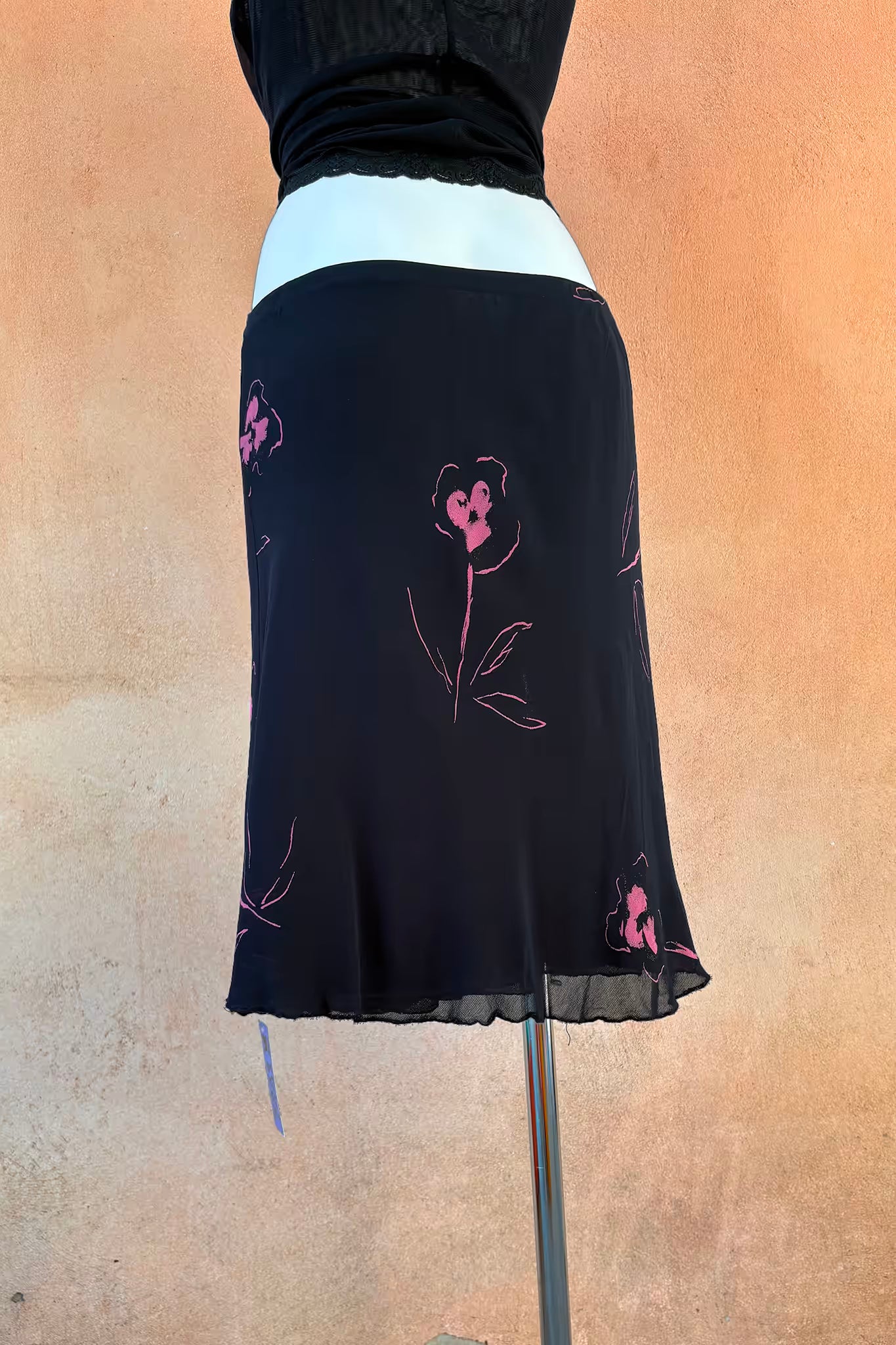 The Black Rose Chiffon Midi Skirt