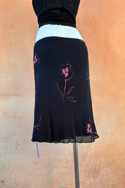 The Black Rose Chiffon Midi Skirt