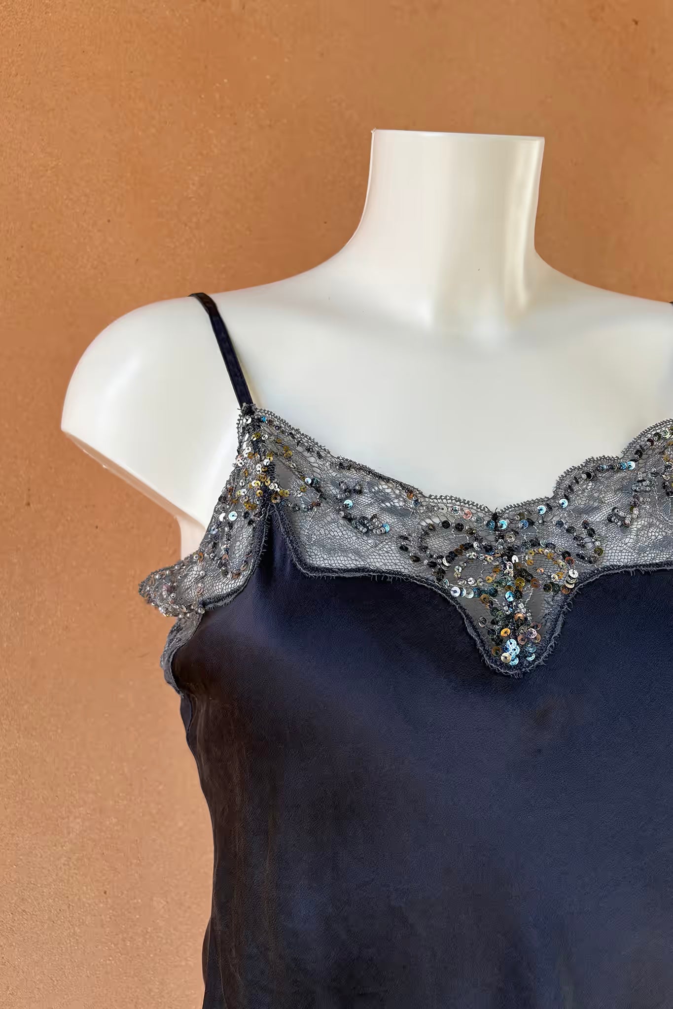 The Smoky Blue Silk Satin Tank Top