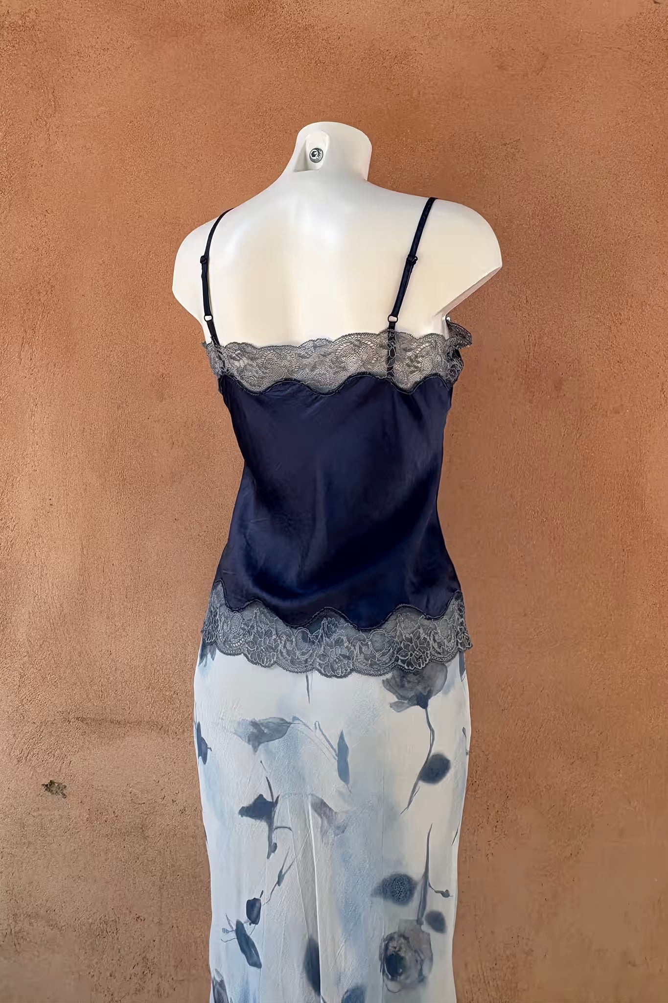 The Smoky Blue Silk Satin Tank Top