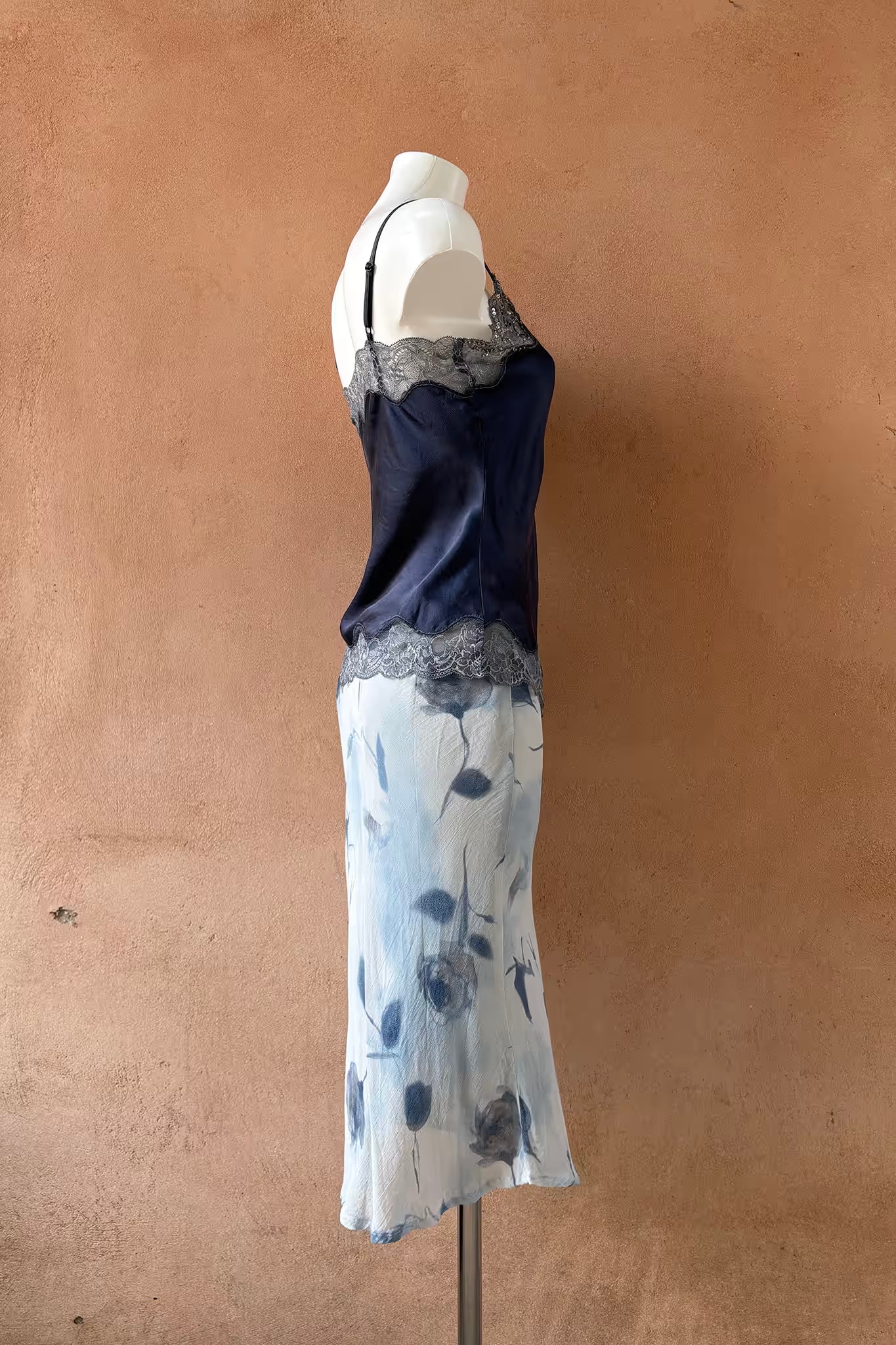 The Smoky Blue Silk Satin Tank Top