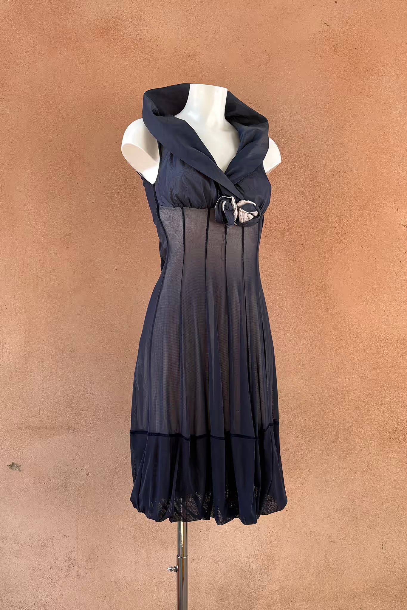 The Blue Taffeta Rose Y2K Dress