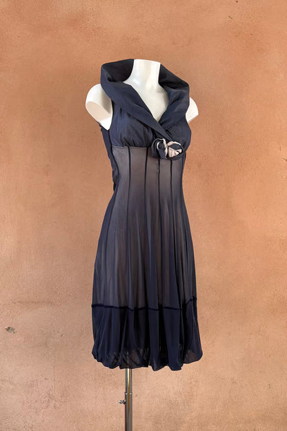The Blue Taffeta Rose Y2K Dress