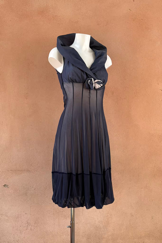 The Blue Taffeta Rose Y2K Dress