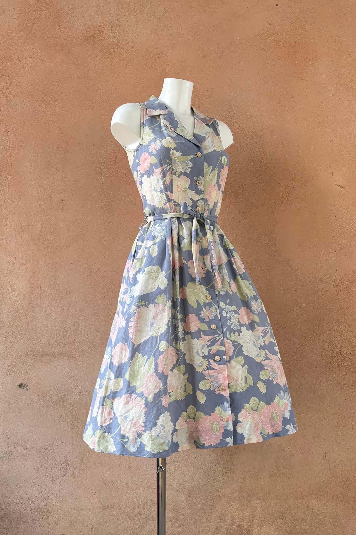 The 90s Pastel Blue Floral Dress
