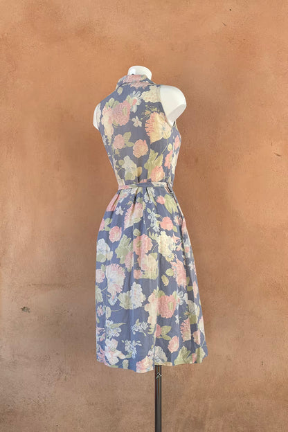 The 90s Pastel Blue Floral Dress