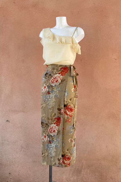 The 90s Sand & Flowers Maxi Wrap Skirt