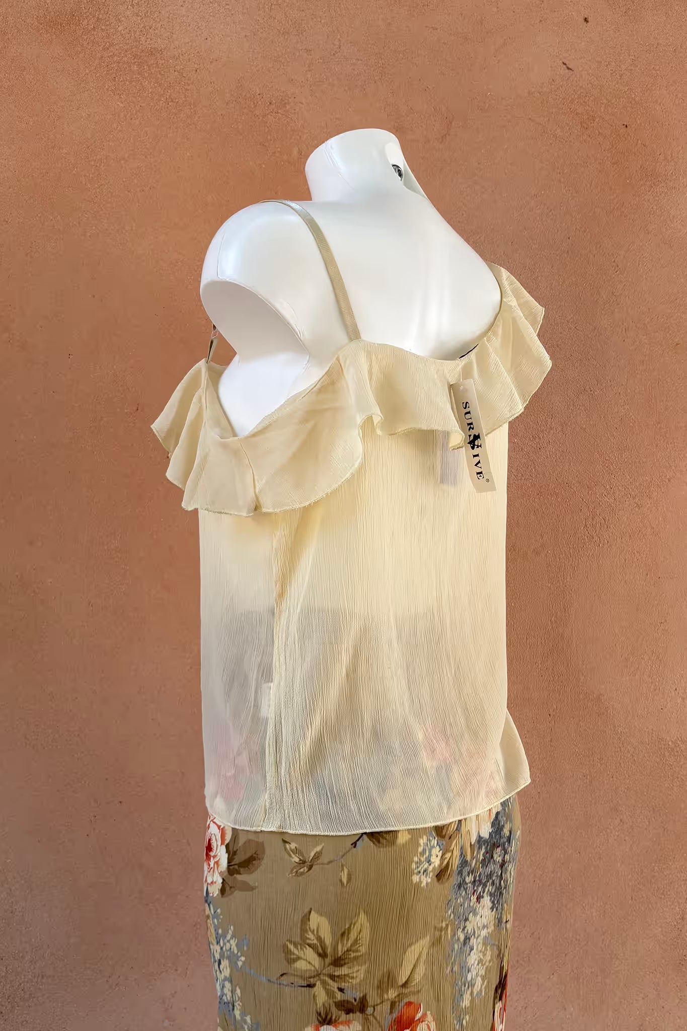 The Cream One-Shoulder Ruffle Top