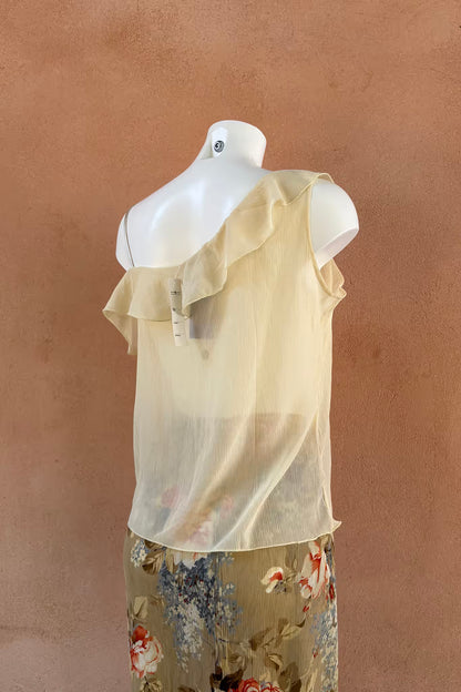 The Cream One-Shoulder Ruffle Top