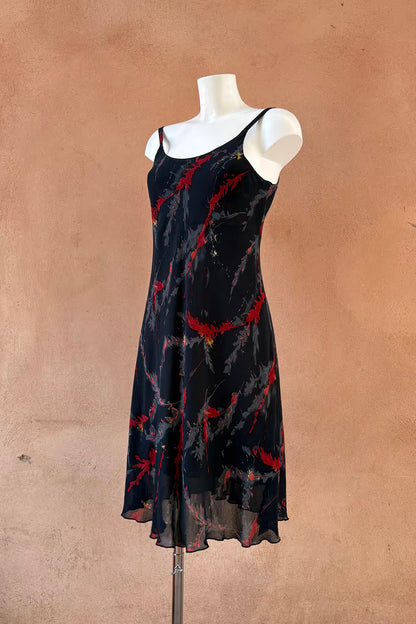 The Charcoal Floral Midi Slip Dress