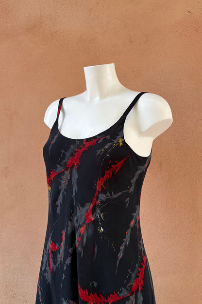The Charcoal Floral Midi Slip Dress