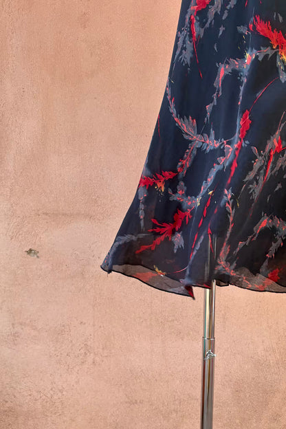 The Charcoal Floral Midi Slip Dress