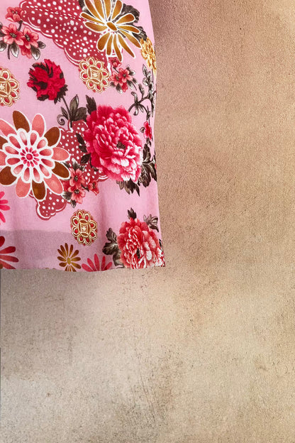 The Pink Ruched Mesh 90s Dress