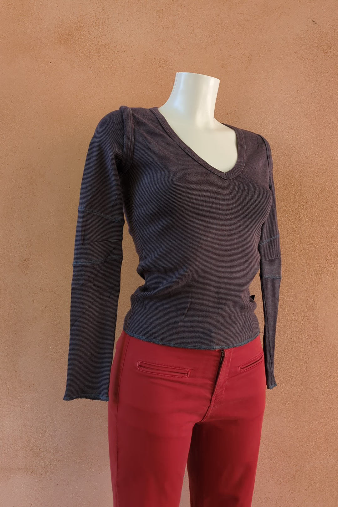 The Striped Raw-Edge Cotton Top