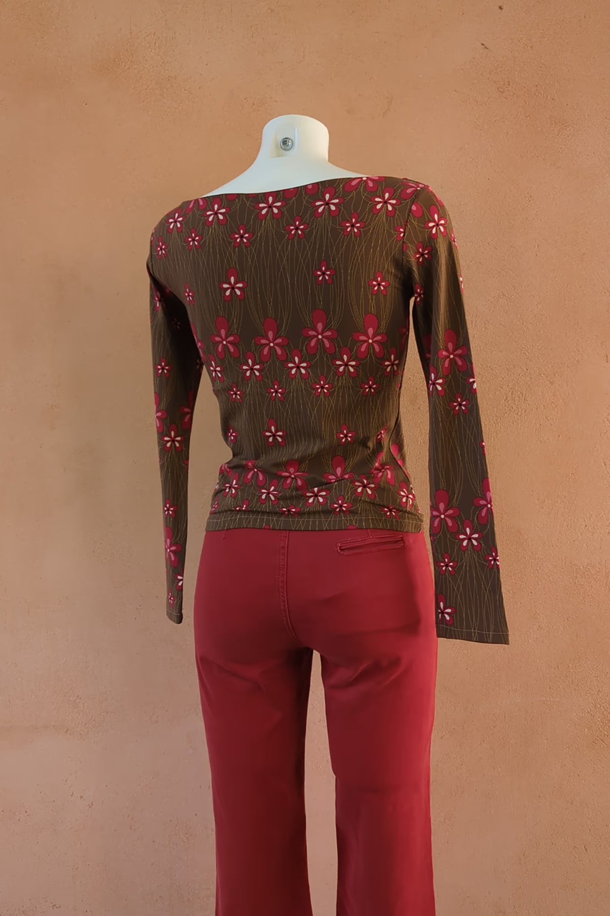 The  Floral Boat Neck Y2K Top